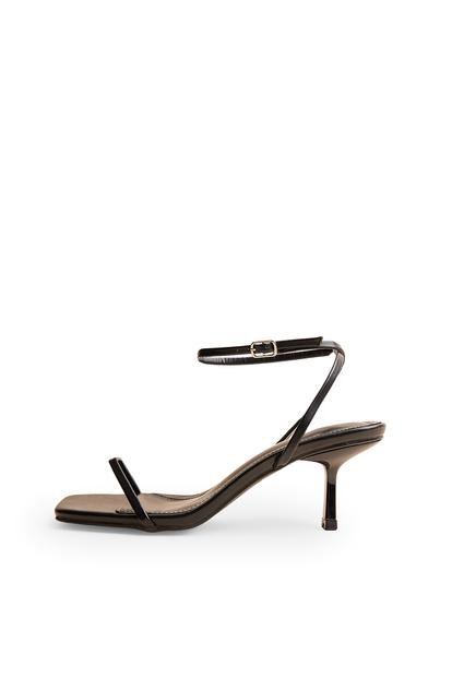 Black Natalya Black Barely There Mid Heels