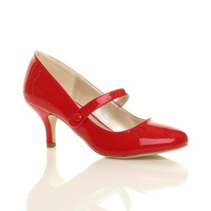 Black Mid Heel Mary Jane Court Shoes