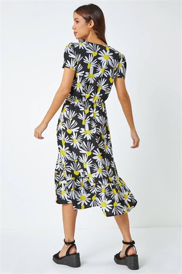 Daisy Print Blouson Midi Dress 14348496