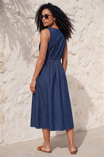 Cotton Button Detail Midi Dress 14865329