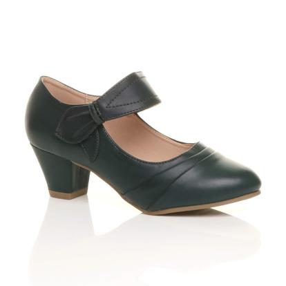 Black Mid Heel Comfort Mary Jane Court Shoes