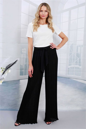 Black Julianna Pleated Wide Leg Trouser