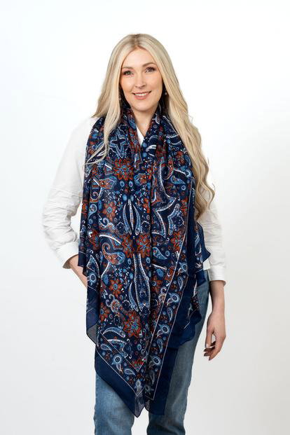 Pink Mosaic Paisley Print Lightweight Scarf