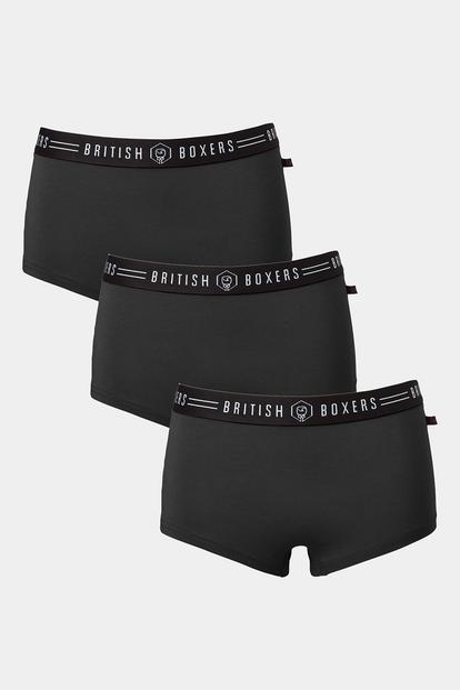 Black Pack Of Three "Kohl Black" Cotton Hipster Boxer Briefs