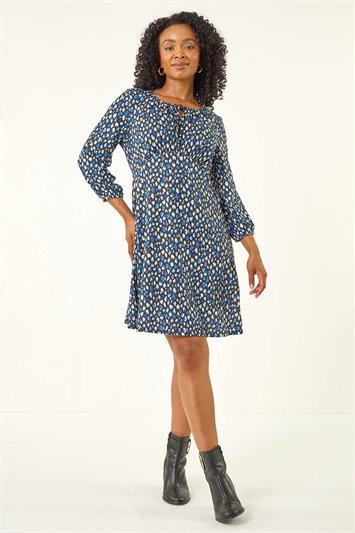 Petite Spot Tie Front Dress 14828009