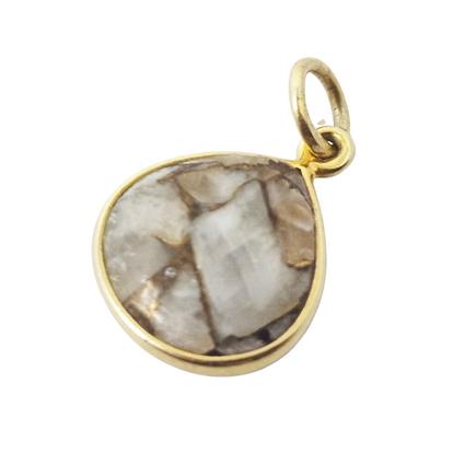 Metallic Gold Vermeil Round Bezel Pendant Herkimer Diamond