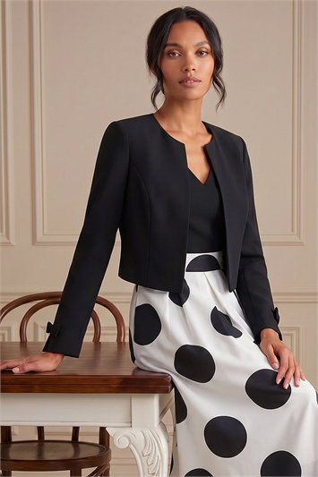 Black Smart Bow Detail Jacket