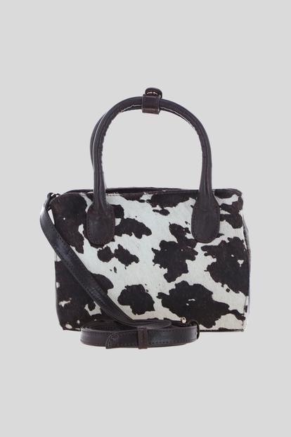 Brown Hair-On Leather Mini Crossbody Handbag