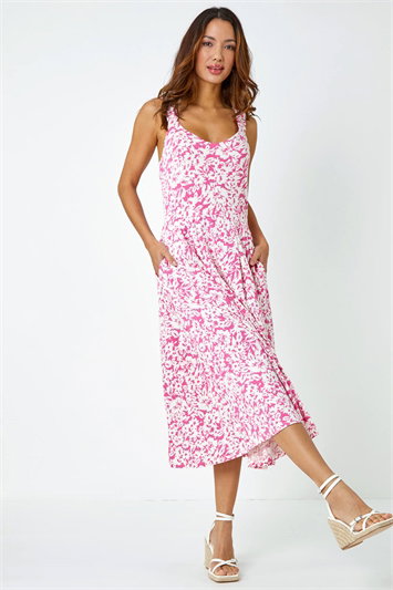 Sleeveless Floral Midi Stretch Dress 14424632