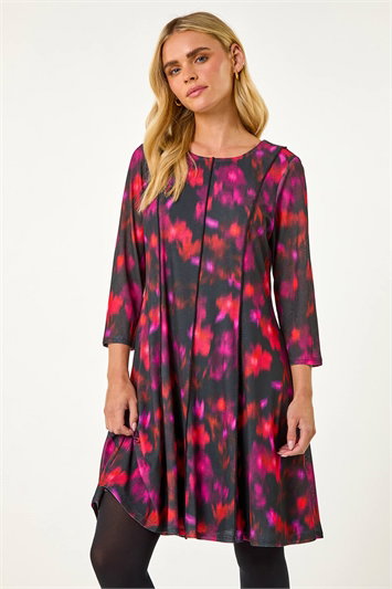Petite Abstract Print Seam Detail Dress 14625678