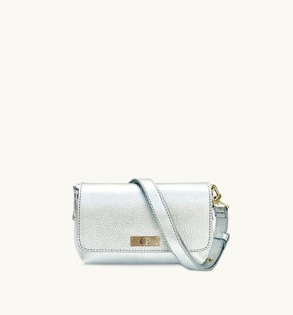 Metallic The Maisie Mini Silver Leather Bag