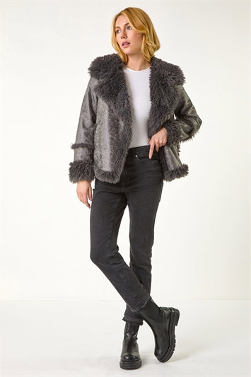 Dusk Faux Fur Aviator Jacket 12034736