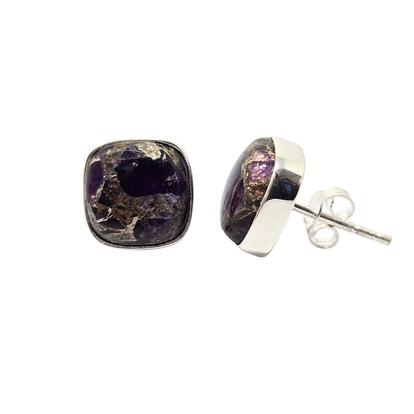 Purple Amethyst February Birthstone Silver Stud Earrings