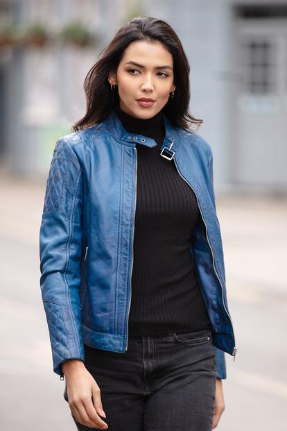 Black 'Kore' Real Leather Biker Jacket