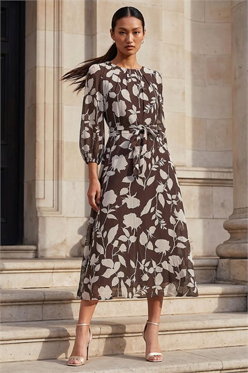 Floral Pleated Midi Dress 14974319