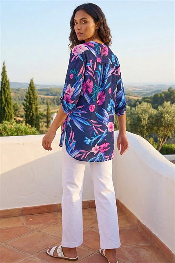 Tropical Print Longline Blouse 10124472
