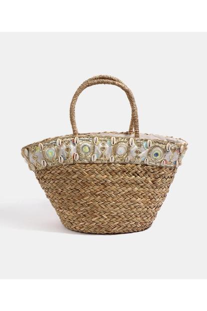 Cream Perez - Straw Beach Basket