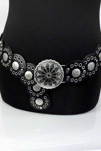 Black Large Eyelet Disc Belt