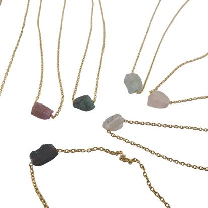 Metallic 18Ct Gold Vermeil  Raw Birthstone Necklace
