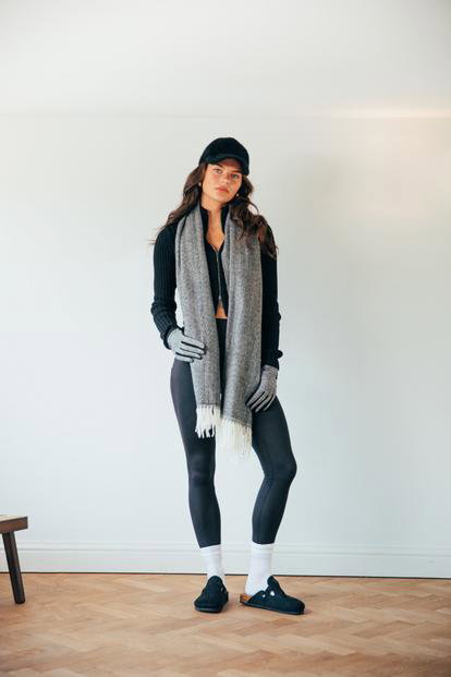 Black Herringbone Tassle Scarf