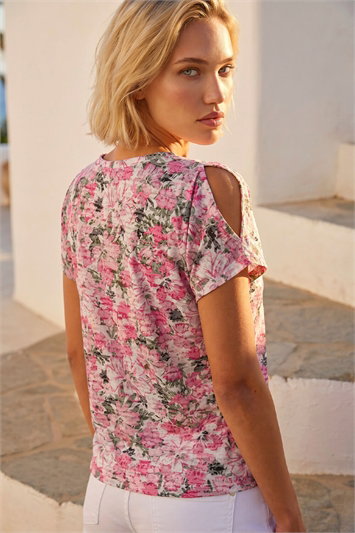 Floral Print Burnout Tie Top 19427072