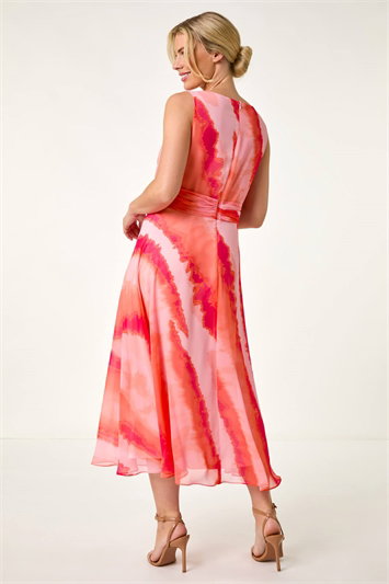 Petite Tie Dye Gathered Midi Dress 14568222