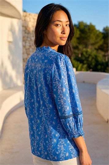Petite Floral Button Up Blouse 10223809