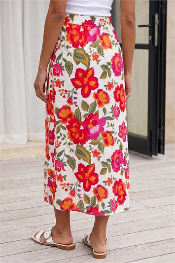 Dusk Floral Print A-Line Midi Skirt 17079064
