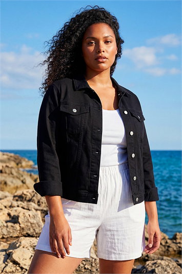 Black Curve Bengaline Pocket Jacket