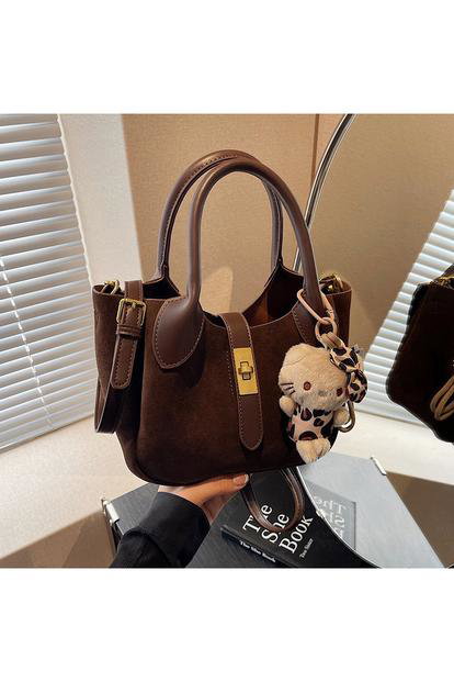 Black 'Elisie' Mini Tote Crossbody Handbag With Plush Charm