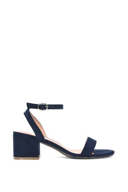 Black 'Gemma' Low Block Heel Open Toe Strappy Sandal Shoes