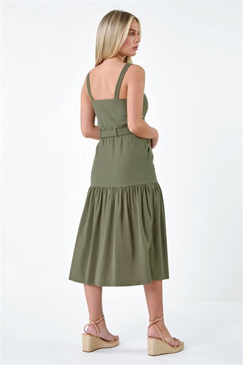 Petite Button Front Tiered Midi Dress 14531140