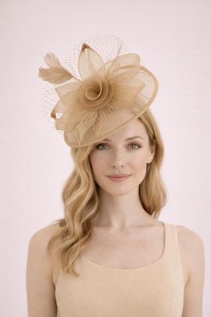 Pink Floral Bow Mesh Detailing Fascinator