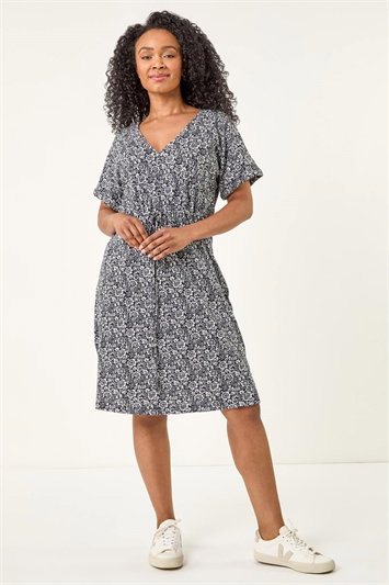 Petite Floral Print Tie Waist Dress 14710660
