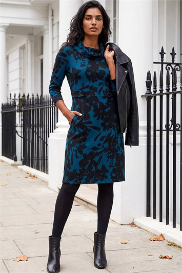 black and blue dress roman originals Stripe Print Button Detail Midi in Lace dress