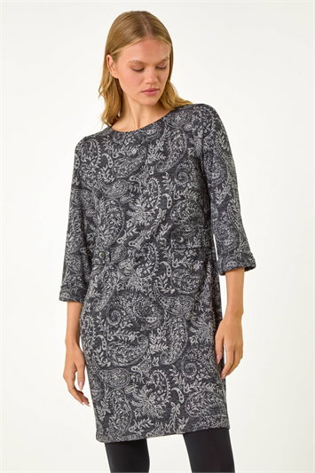 Paisley Button Detail Shift Dress 14577325