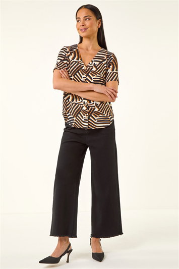 Petite Abstract Print V-Neck Blouse 10224808
