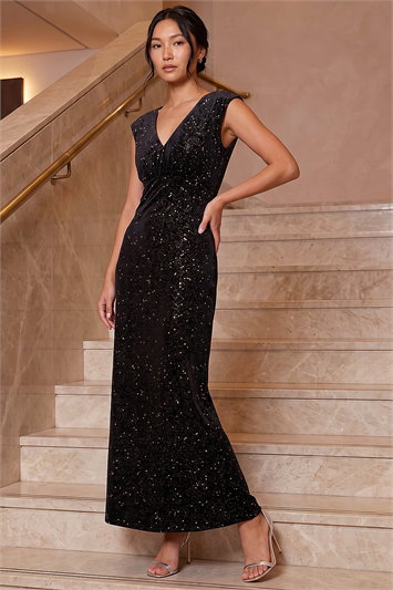 black sequin dresses for women sweeping in length