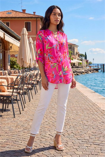 Floral Print Longline Blouse 10126117