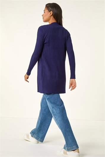 Longline Stretch Ribbed Cardigan 16064554