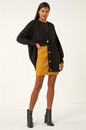 Cable Knitted Elastic Waist Skirt 17065601