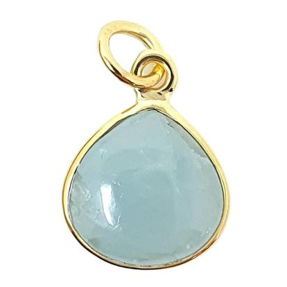 Metallic Gold Vermeil Round Aquamarine March Birthstone Bezel Pendant