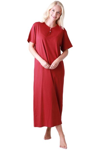 Pink 100% Cotton Full Length Short Sleeved Nightdress
