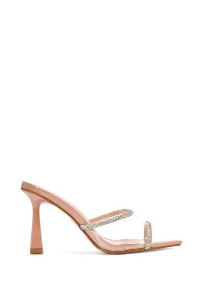 'Ava' Perspex High Heel Mules with Crystal Detail M000012082