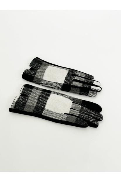 Black Checked Print Gloves