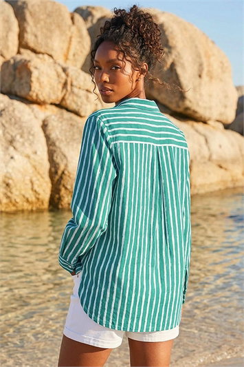 Stripe Print Buttoned Shirt 10138634