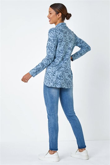 Floral Print Cowl Neck Stretch Top 19252409