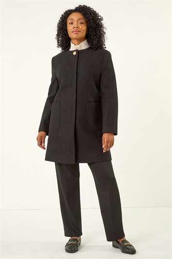 Petite Patch Pocket Buttoned Coat 12041408