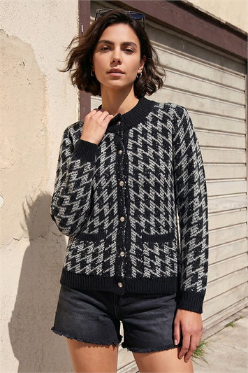 Black Dogtooth Cardigan