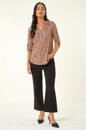 Petite Animal Print Button Stretch Shirt 19467088